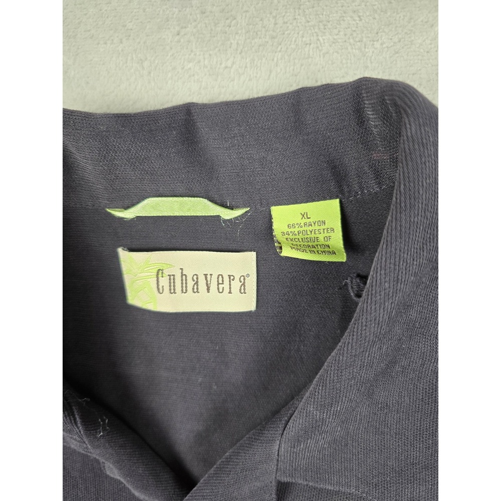 Cubavera Button Up Shirt Mens XL Black Mumm Napa Hawaiian Rayon Blend Pocket - Picture 3 of 7
